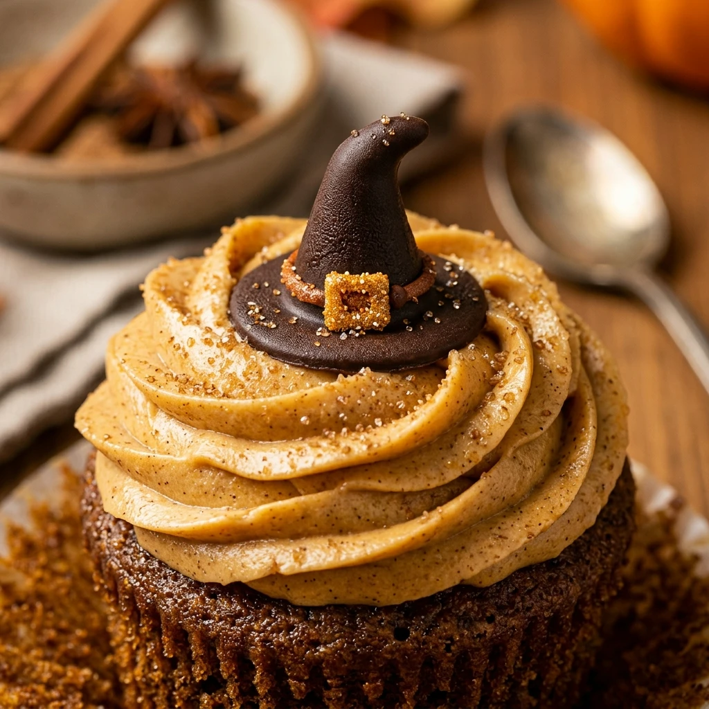 Pumpkin Spice Witch Hat Cupcakes Recipe
