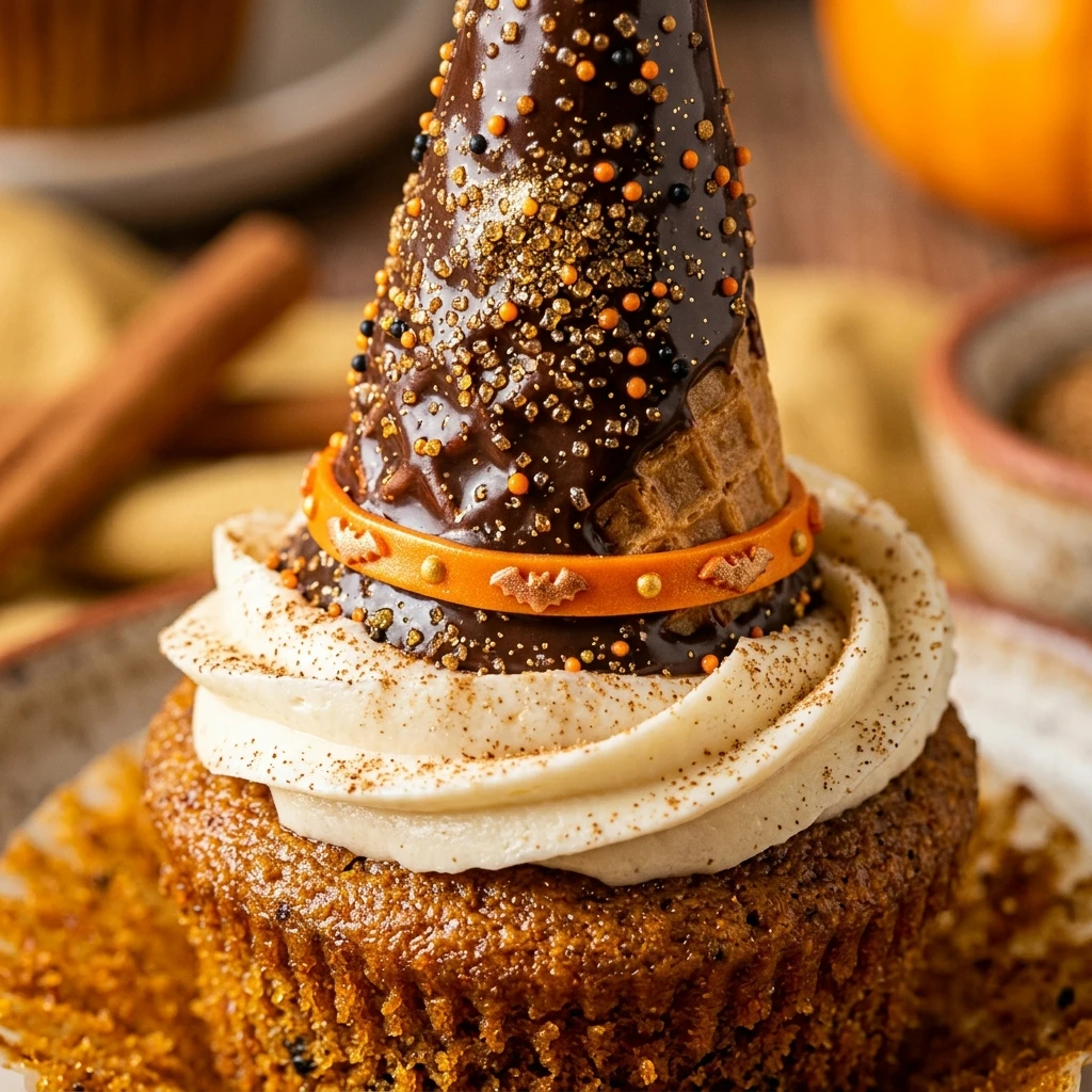 Pumpkin Spice Witch Hat Cupcakes Recipe