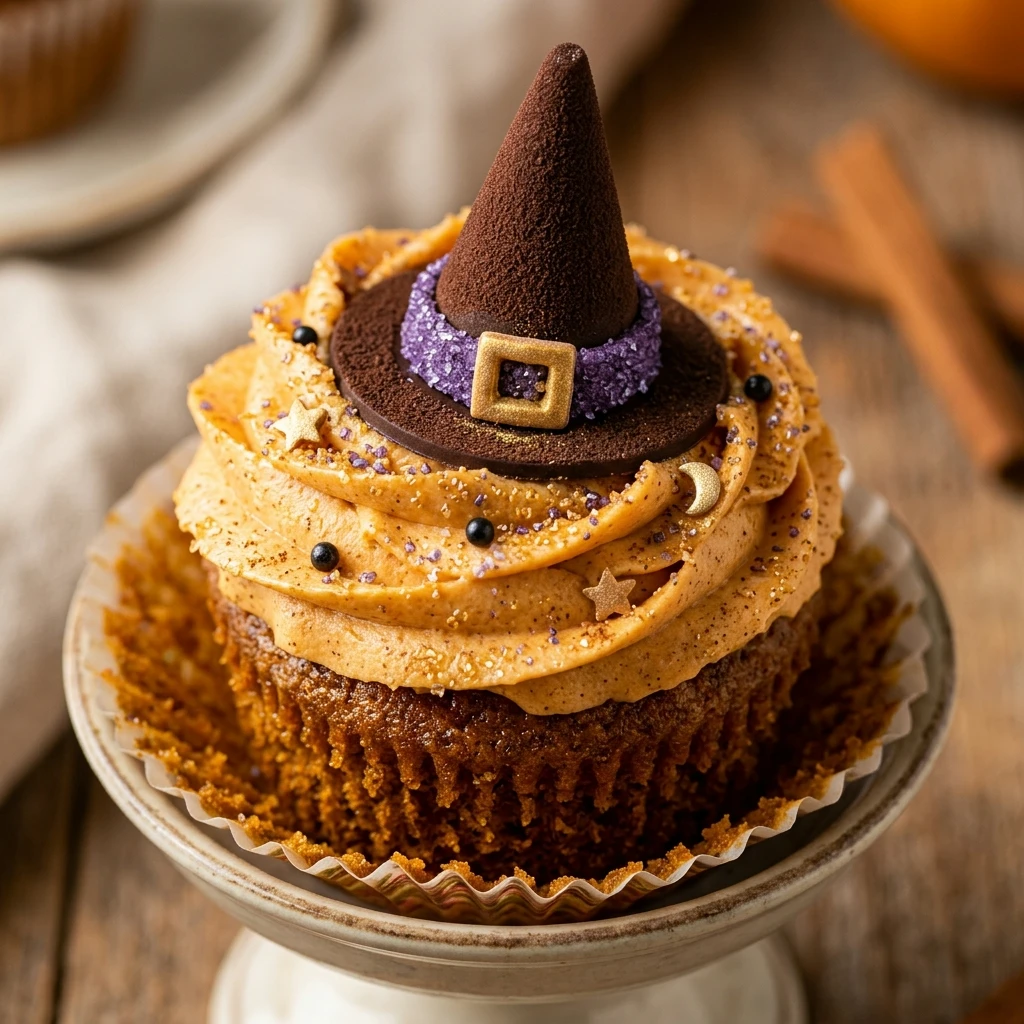 Pumpkin Spice Witch Hat Cupcakes Recipe