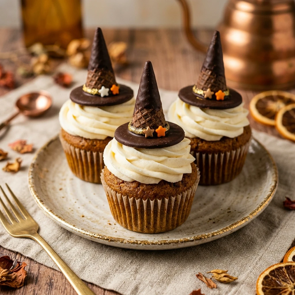 Pumpkin Spice Witch Hat Cupcakes Recipe
