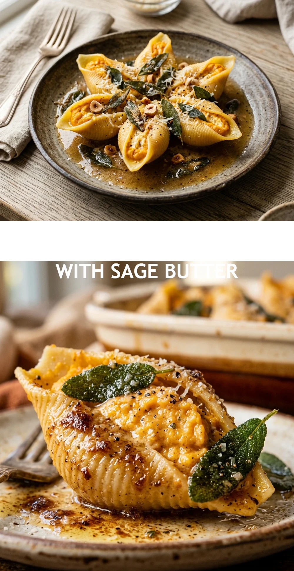 Pumpkin Stuffed Shells With Sage Butter