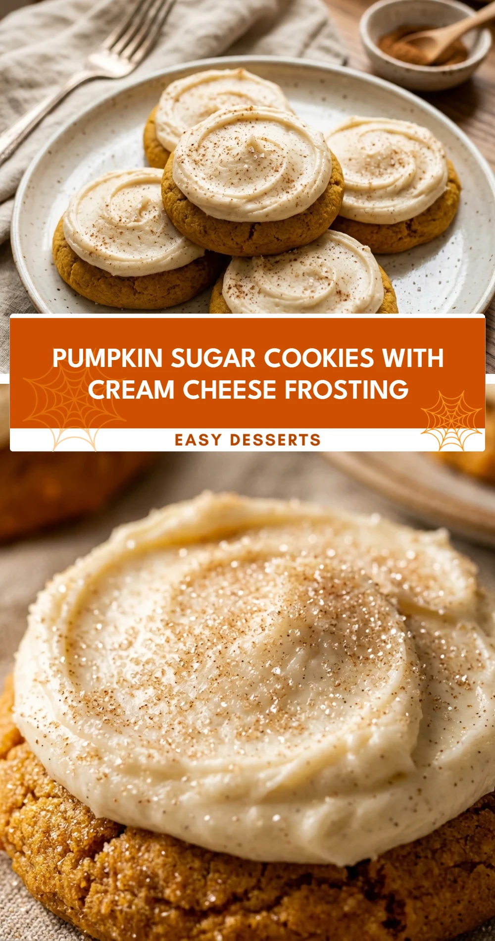 Pumpkin Sugar Cookies With Cream Cheese Frosting