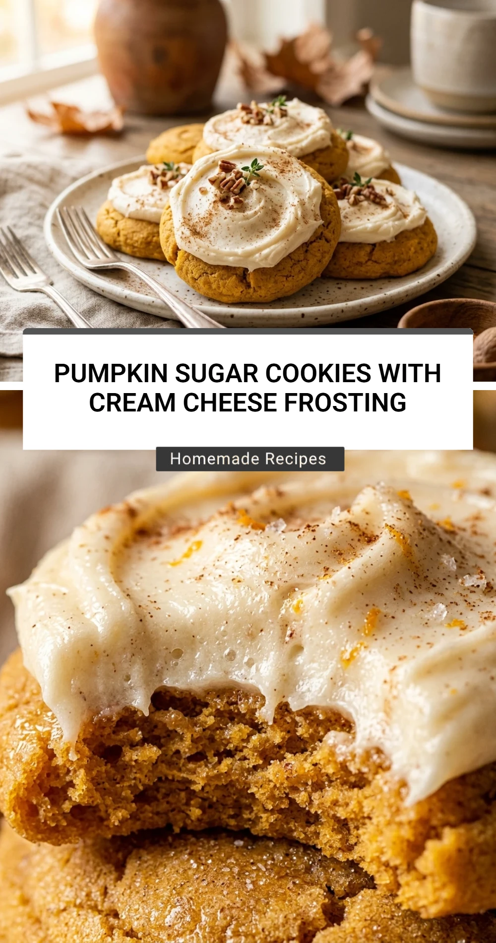 Pumpkin Sugar Cookies With Cream Cheese Frosting