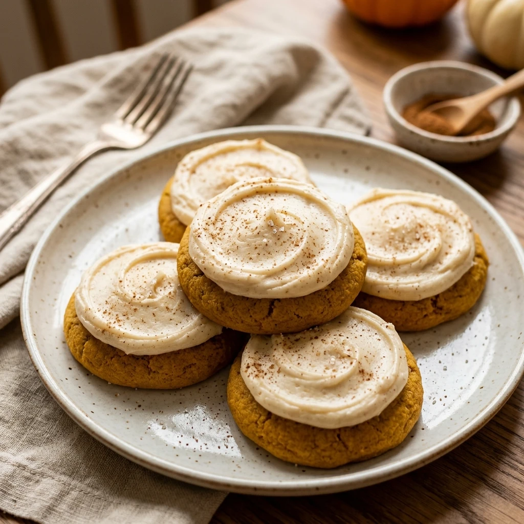 Pumpkin Sugar Cookies With Cream Cheese Frosting