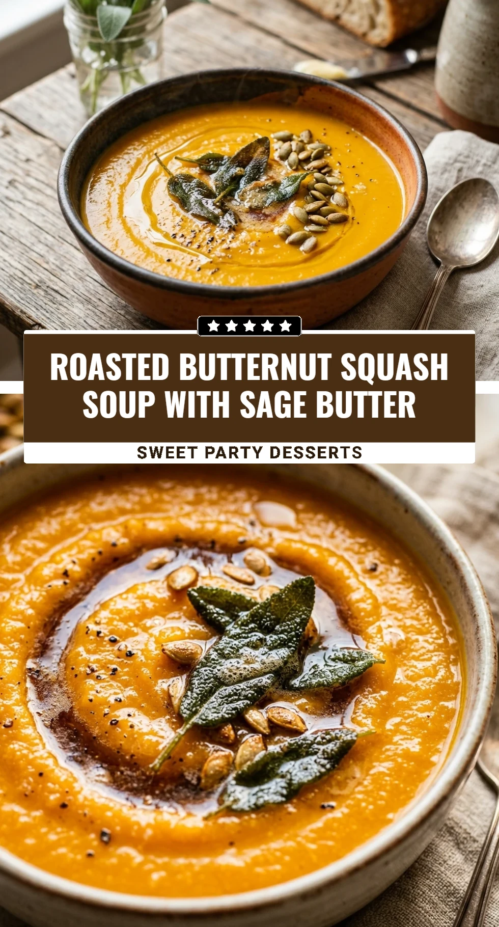 Roasted Butternut Squash Soup With Sage Butter