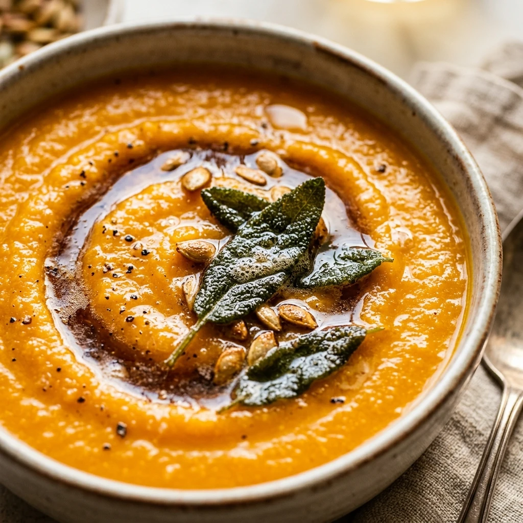 Roasted Butternut Squash Soup With Sage Butter