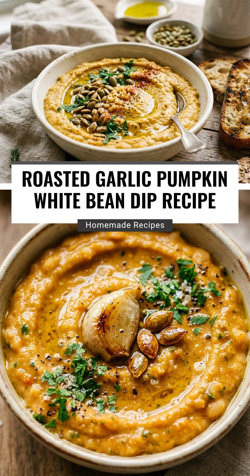 Roasted Garlic Pumpkin White Bean Dip Recipe