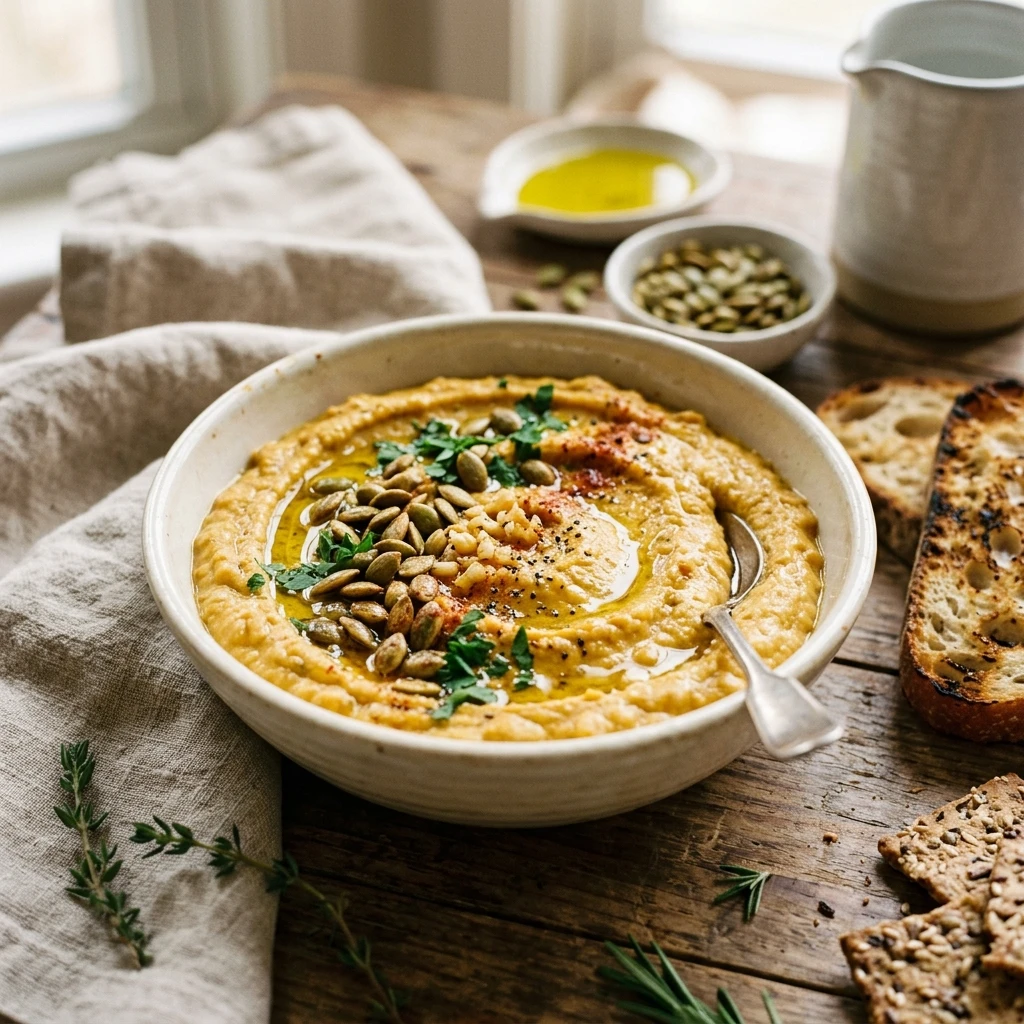 Roasted Garlic Pumpkin White Bean Dip Recipe