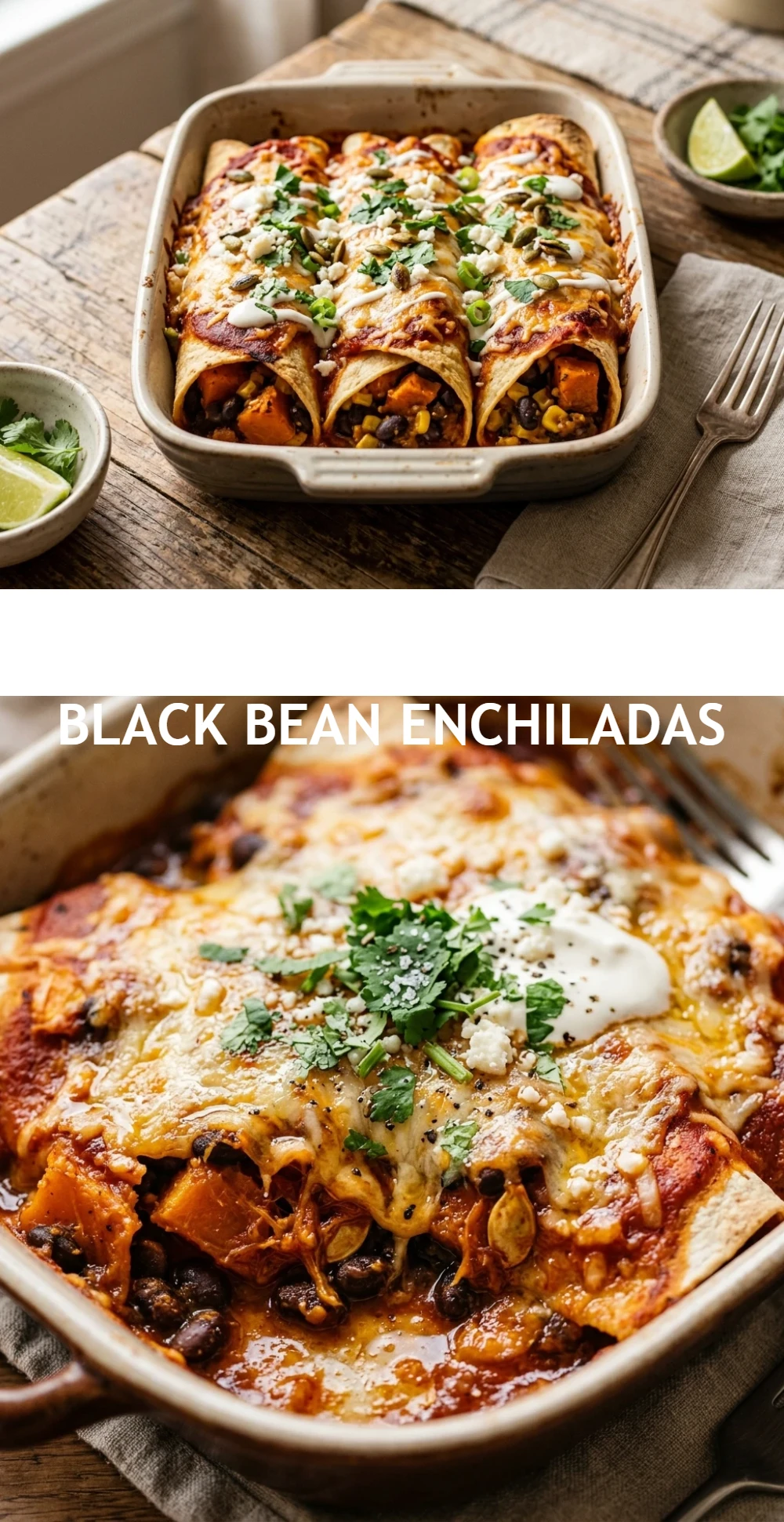 Roasted Pumpkin And Black Bean Enchiladas