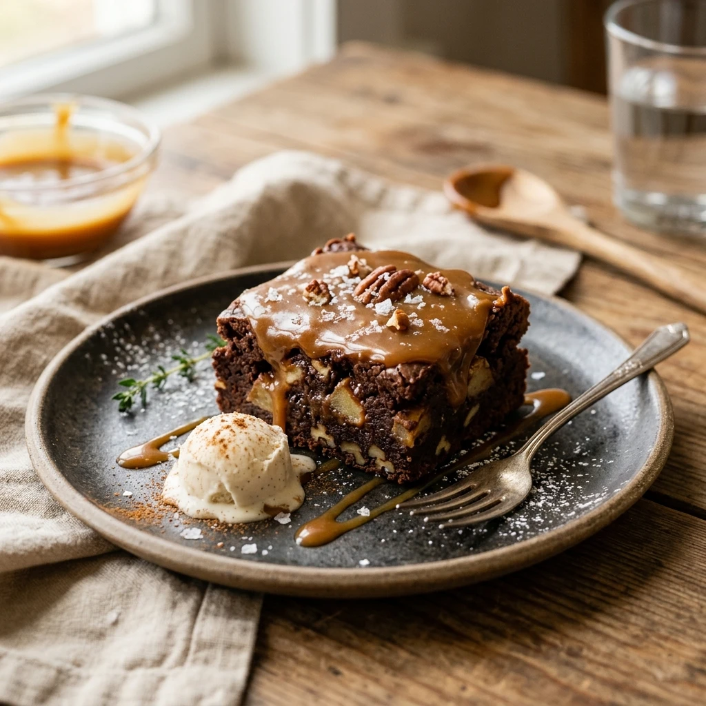 Salted Caramel Apple Brownies