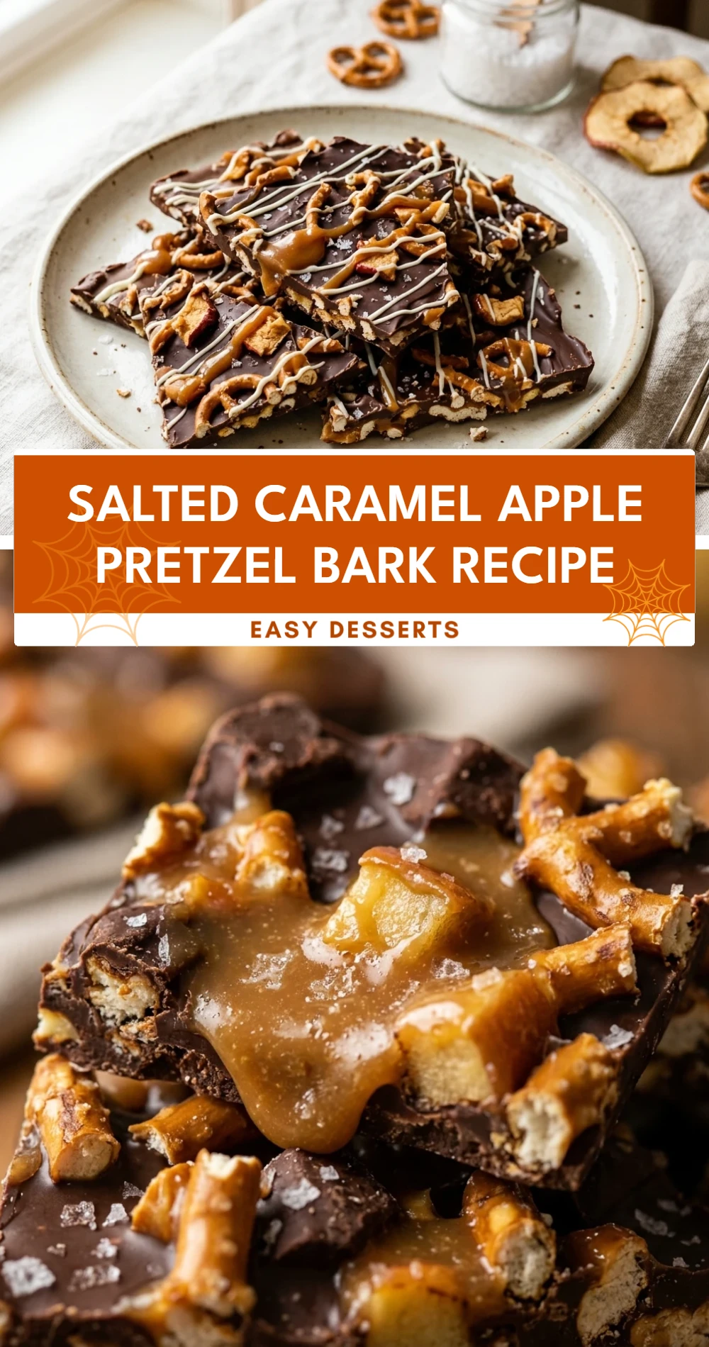 Salted Caramel Apple Pretzel Bark Recipe