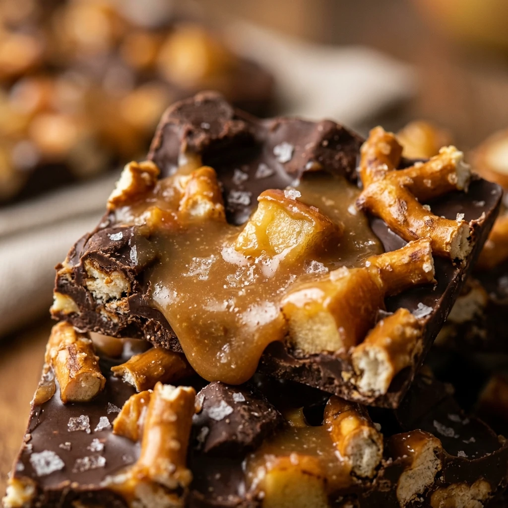 Salted Caramel Apple Pretzel Bark Recipe