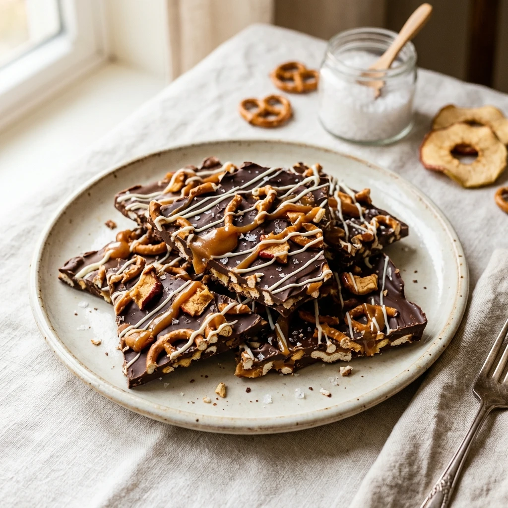 Salted Caramel Apple Pretzel Bark Recipe