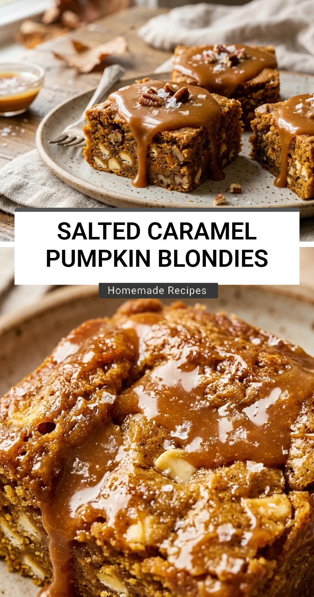 Salted Caramel Pumpkin Blondies