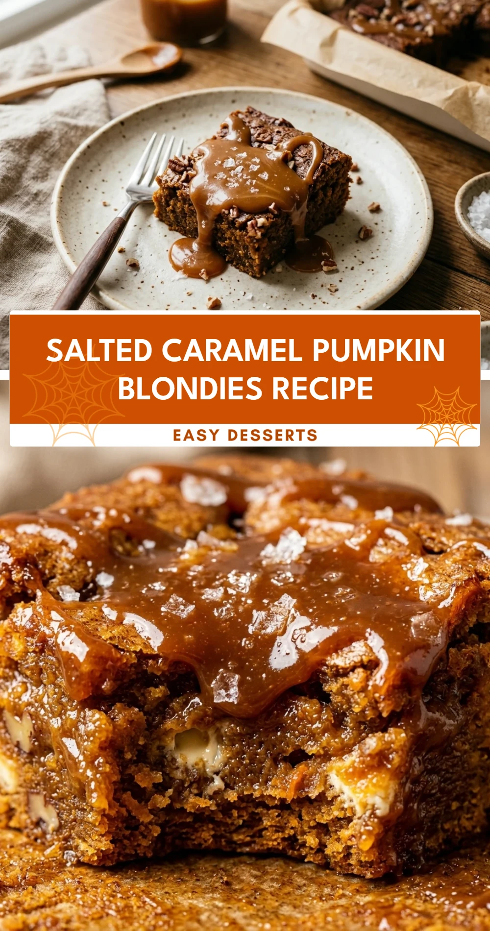 Salted Caramel Pumpkin Blondies Recipe