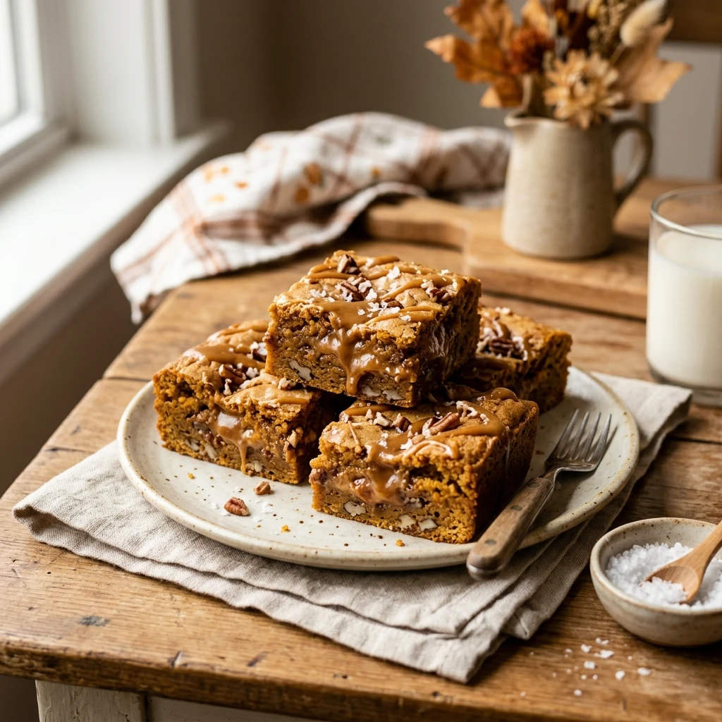 Salted Caramel Pumpkin Blondies Recipe