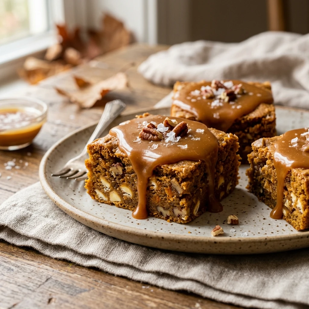 Salted Caramel Pumpkin Blondies