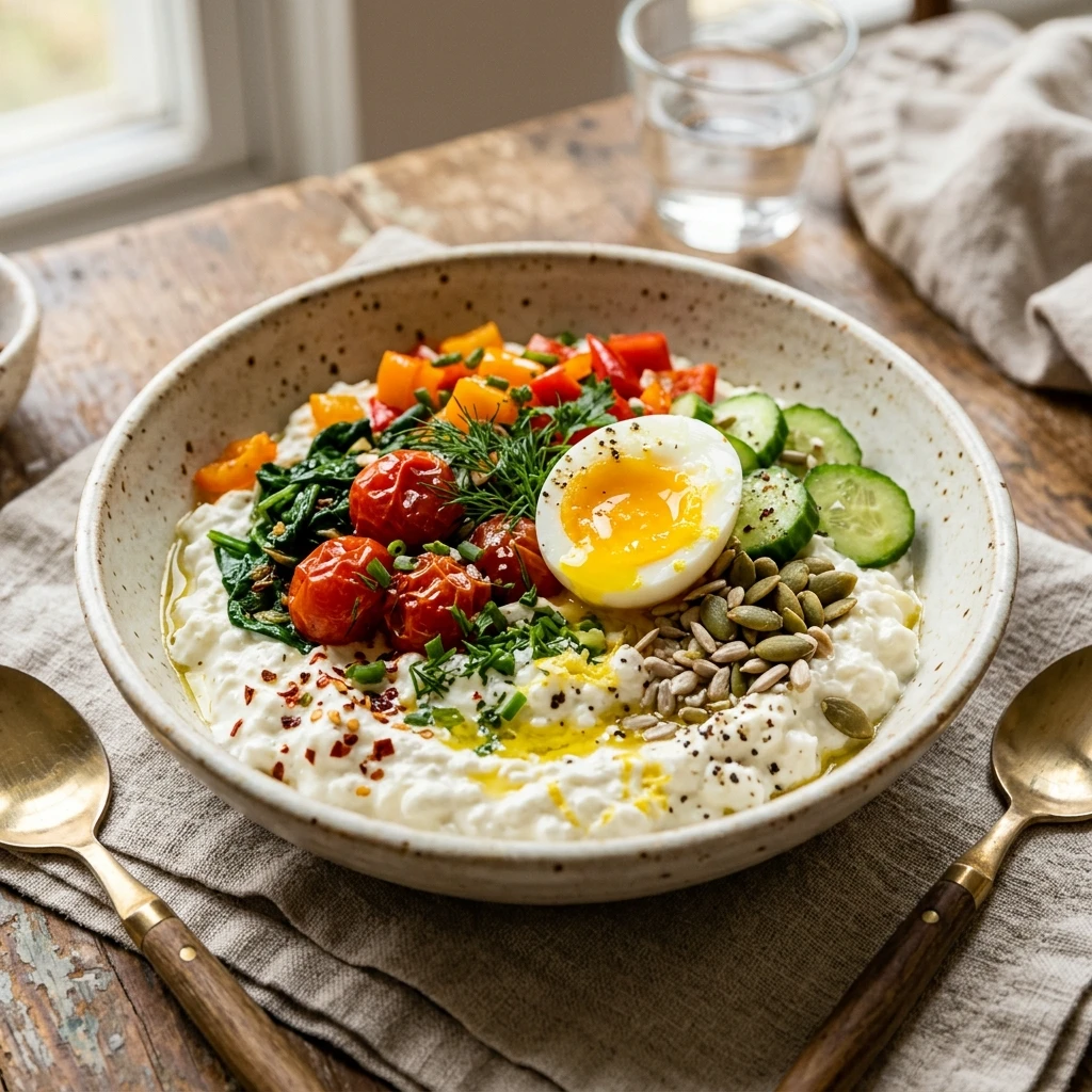 Savory Cottage Cheese And Veggie Breakfast Bowl Recipe