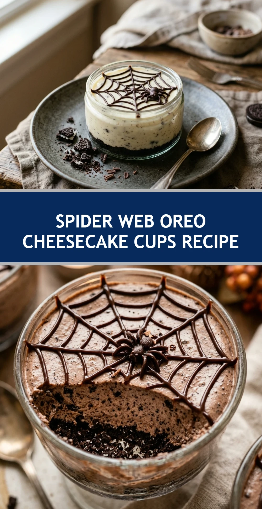Spider Web Oreo Cheesecake Cups Recipe