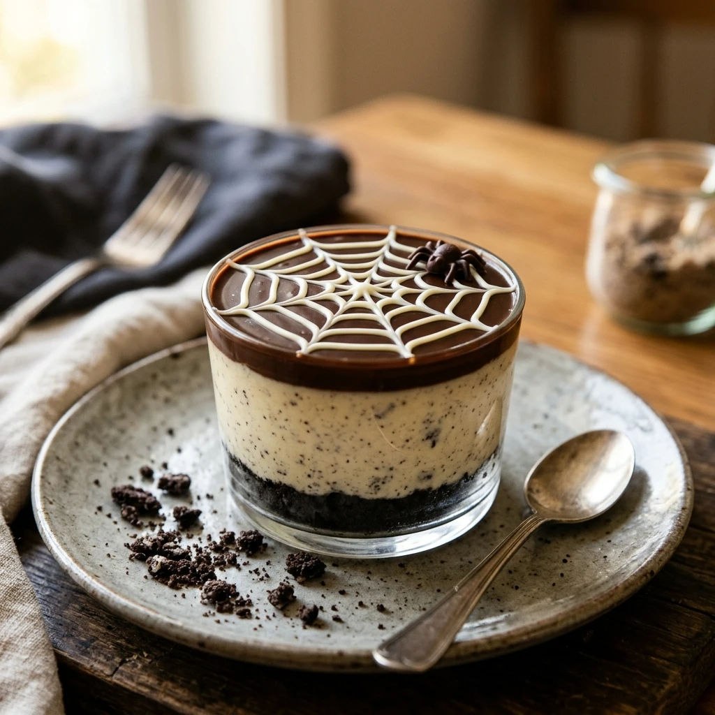 Spider Web Oreo Cheesecake Cups Recipe