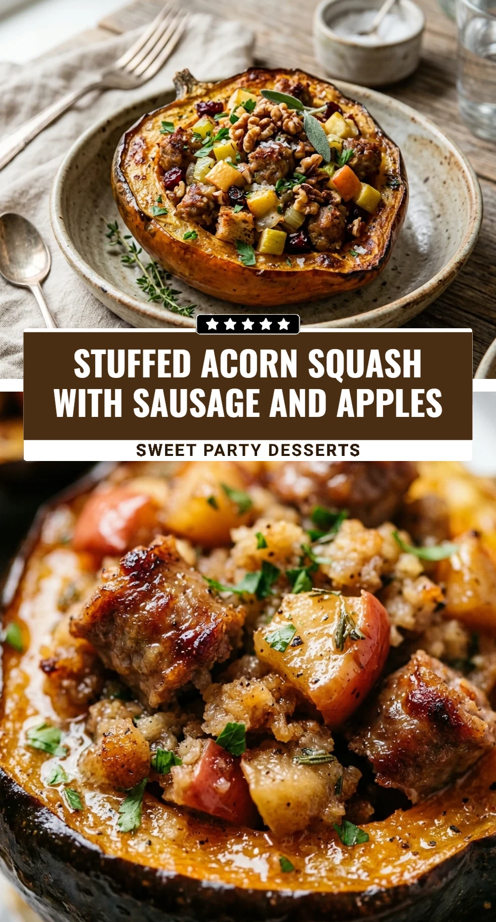 Stuffed Acorn Squash With Sausage And Apples