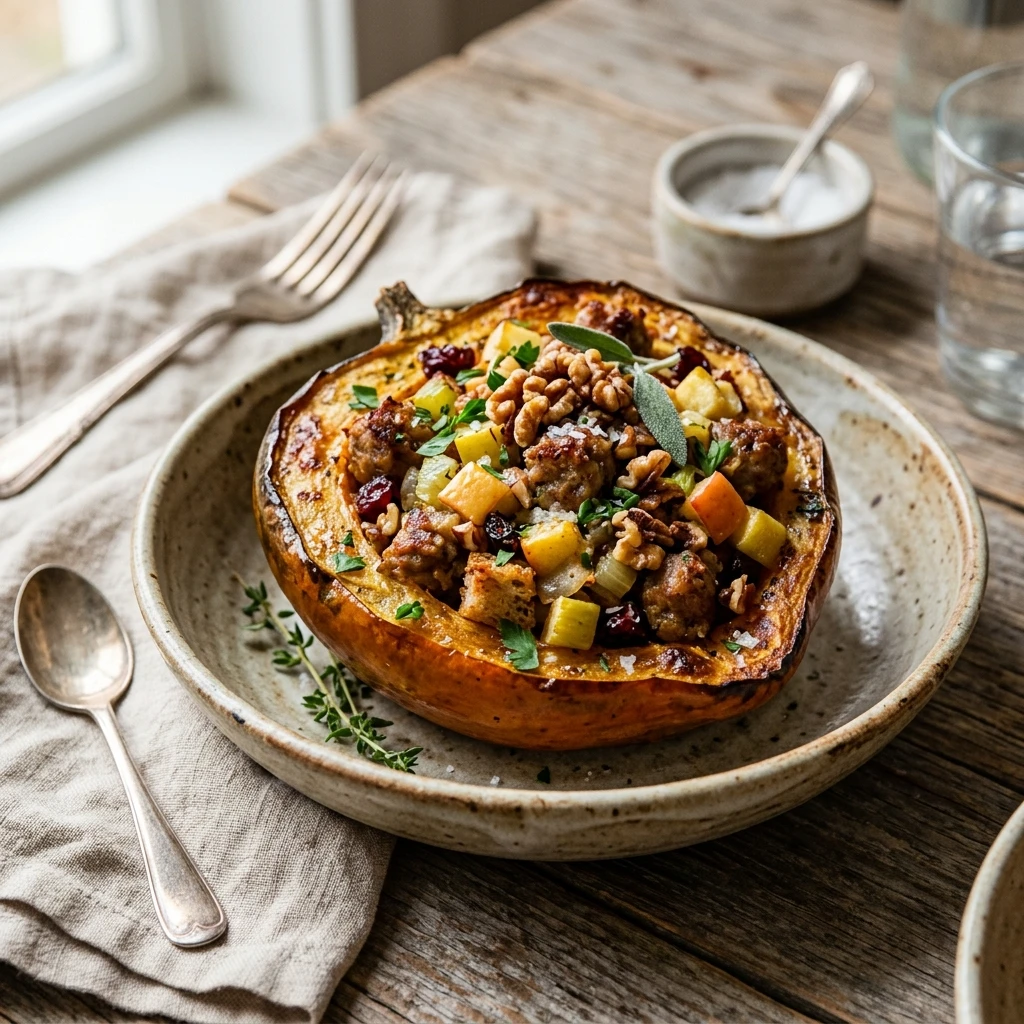 Stuffed Acorn Squash With Sausage And Apples