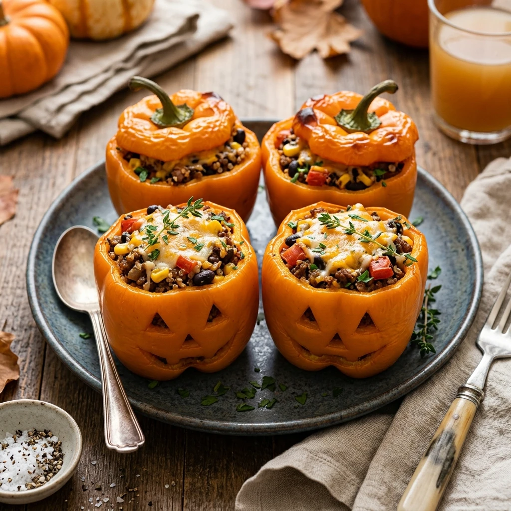 Stuffed Bell Peppers Jack O Lantern Recipe
