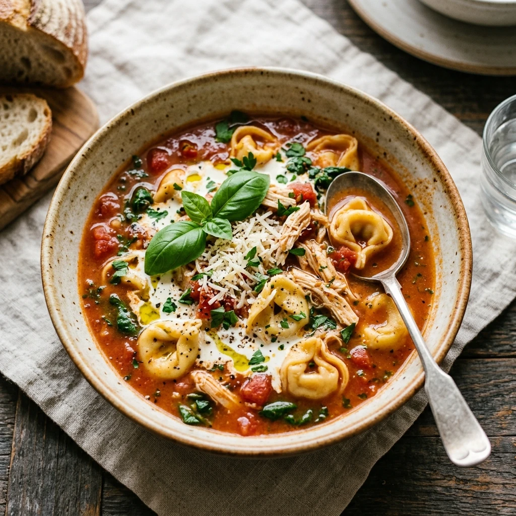 Tomato Basil Tortellini Soup With Chicken