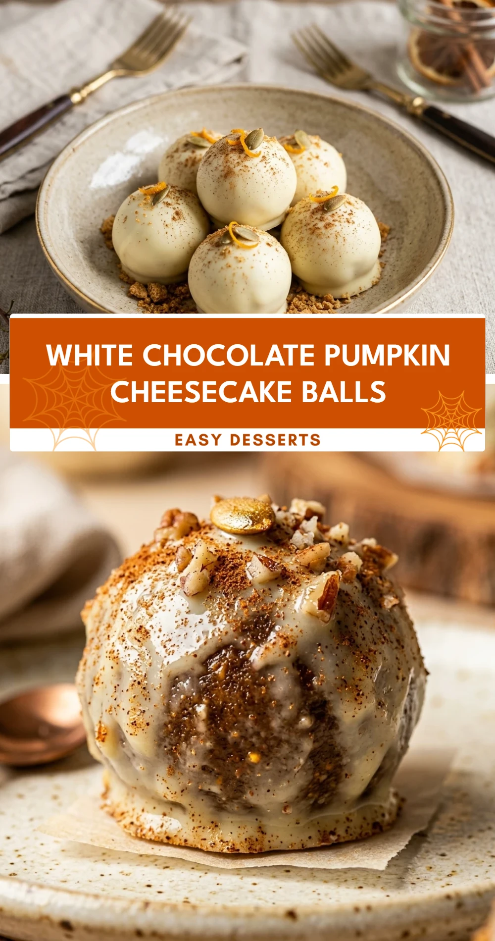 White Chocolate Pumpkin Cheesecake Balls