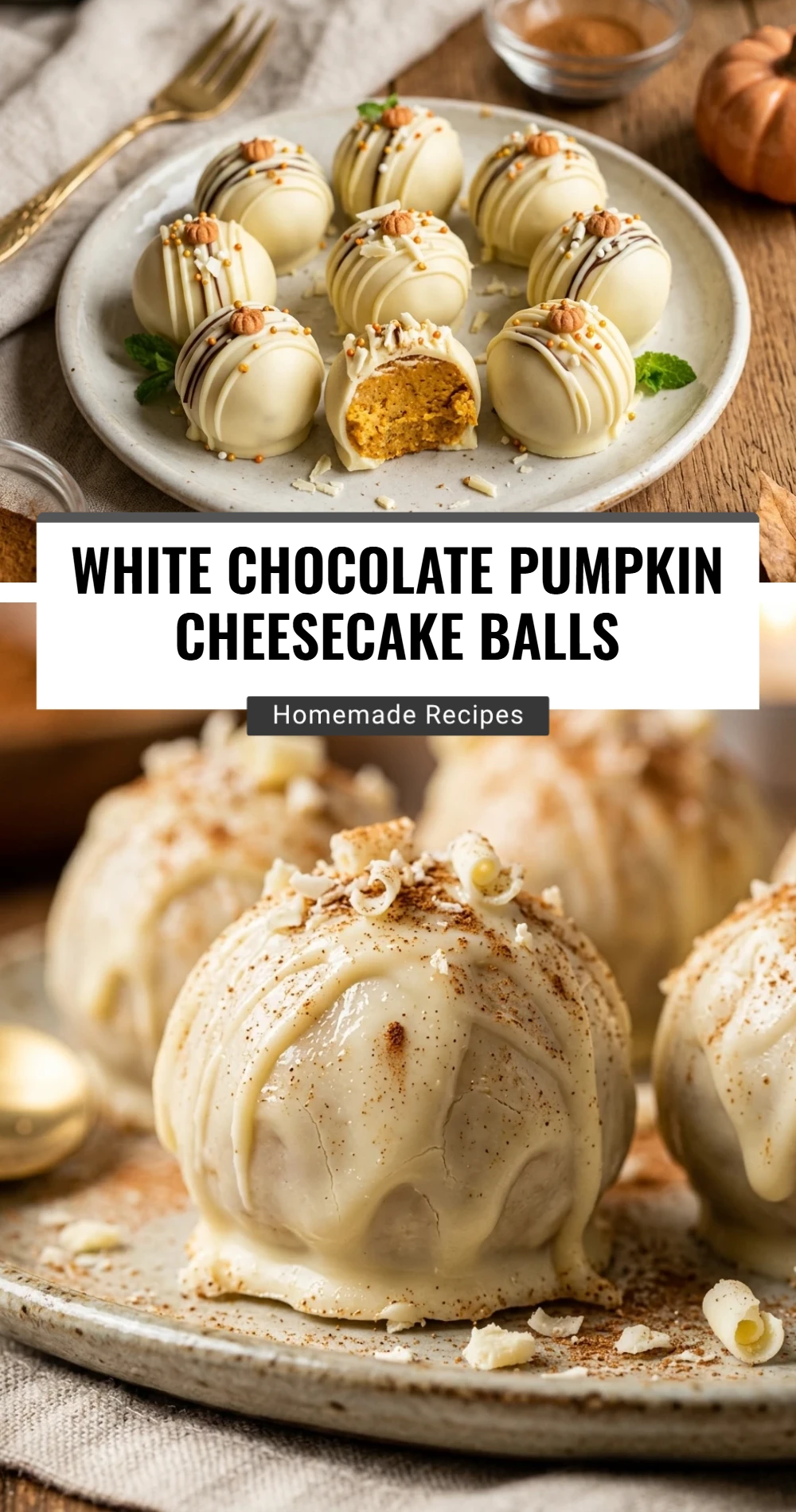 White Chocolate Pumpkin Cheesecake Balls