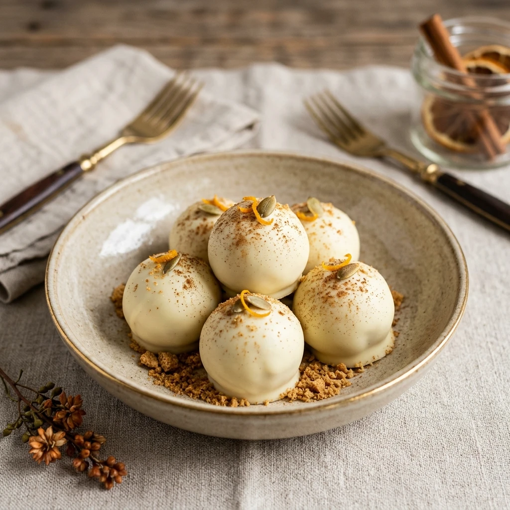 White Chocolate Pumpkin Cheesecake Balls