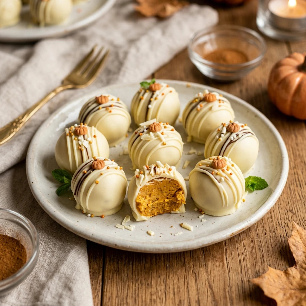 White Chocolate Pumpkin Cheesecake Balls