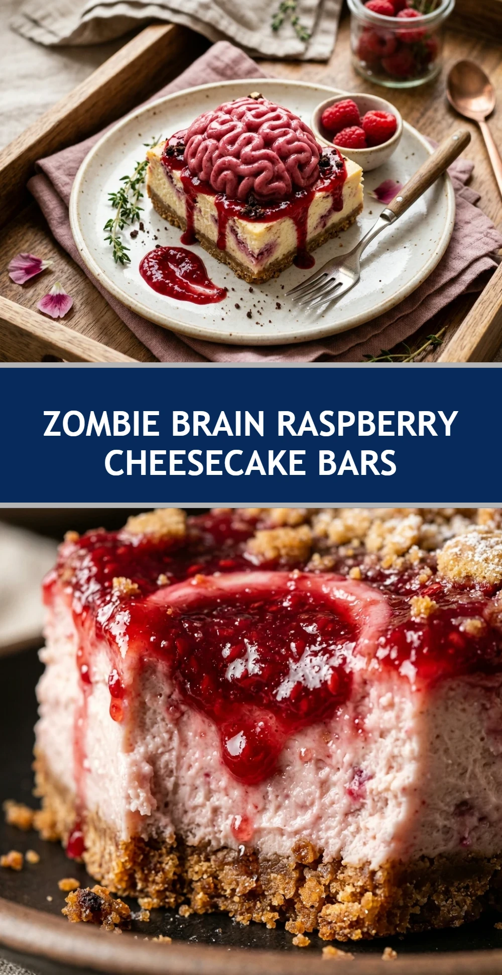 Zombie Brain Raspberry Cheesecake Bars