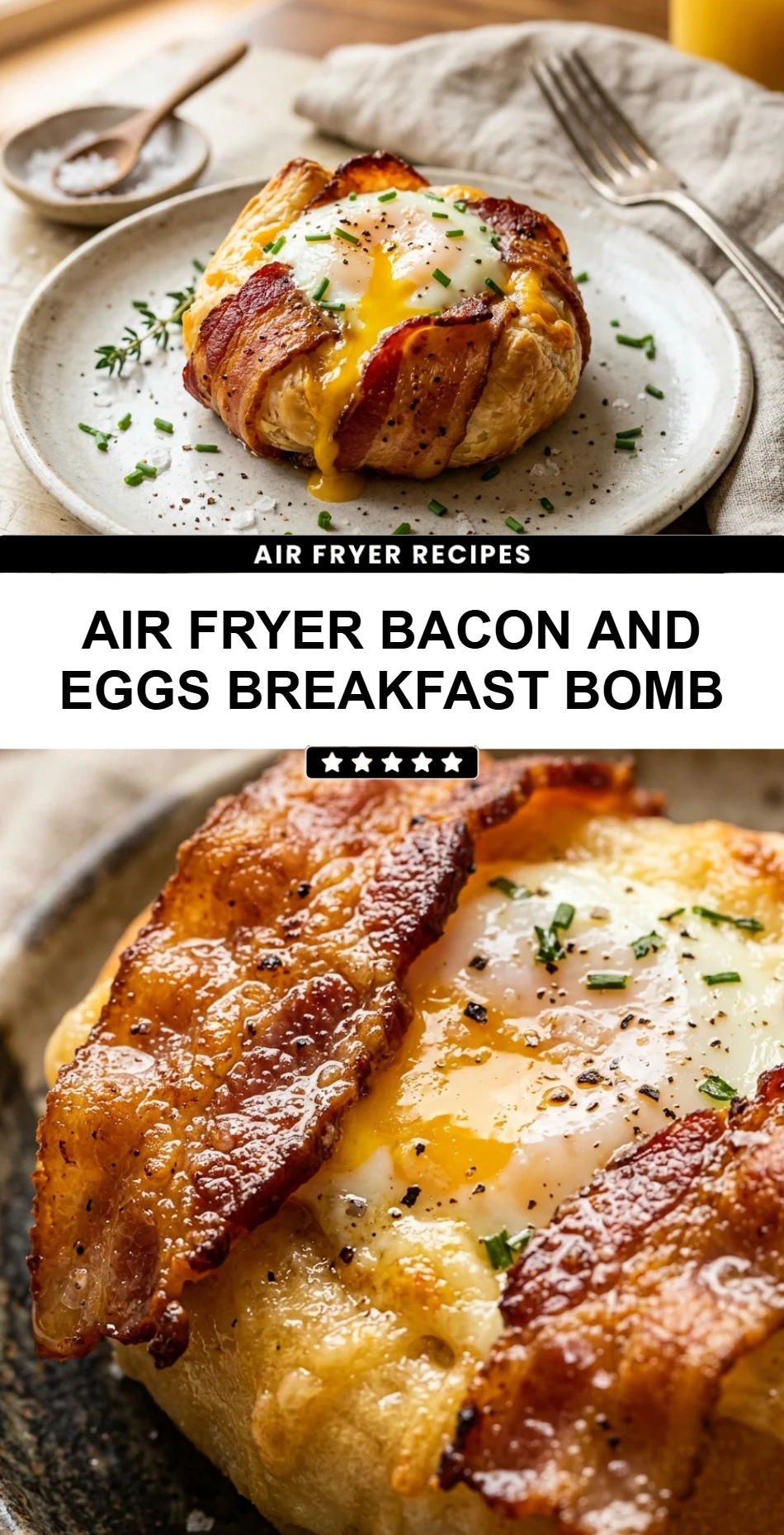 Air Fryer Bacon and Eggs Breakfast Bomb
