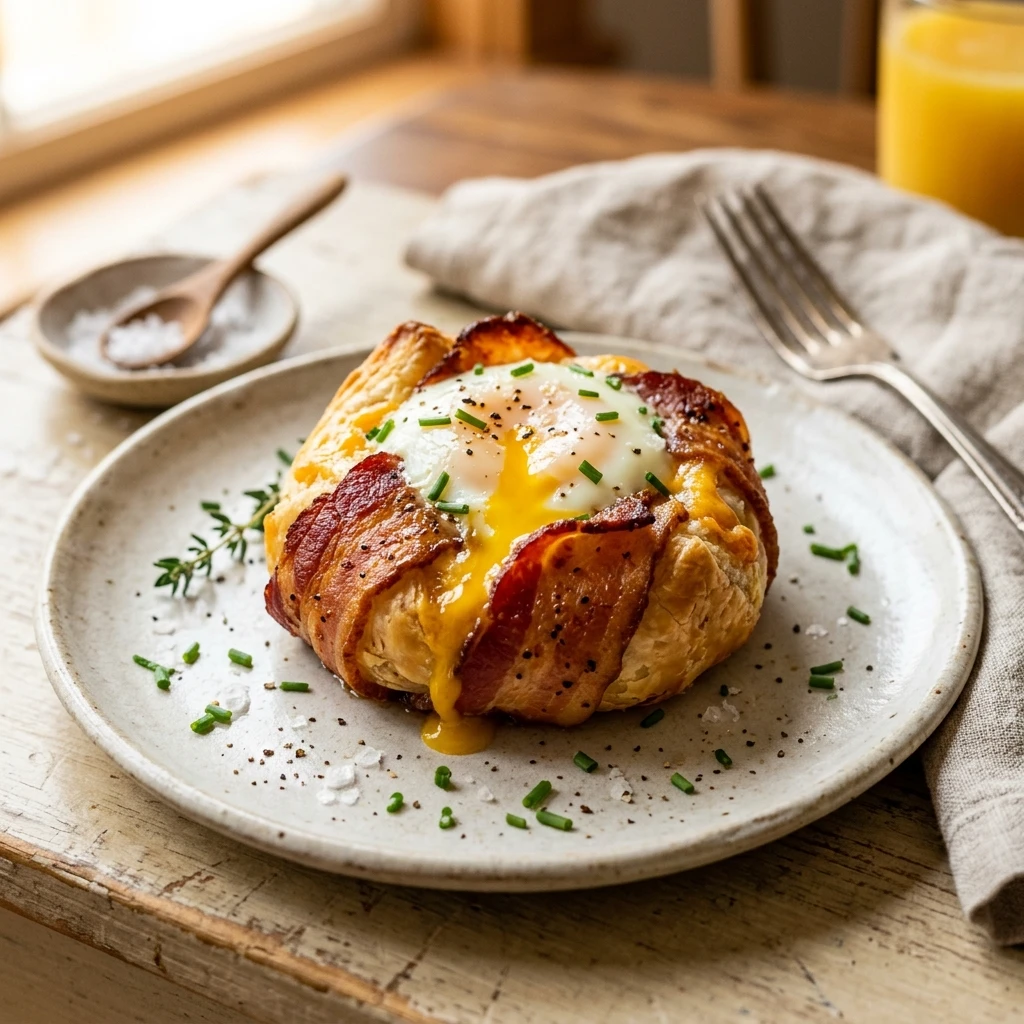 Air Fryer Bacon and Eggs Breakfast Bomb