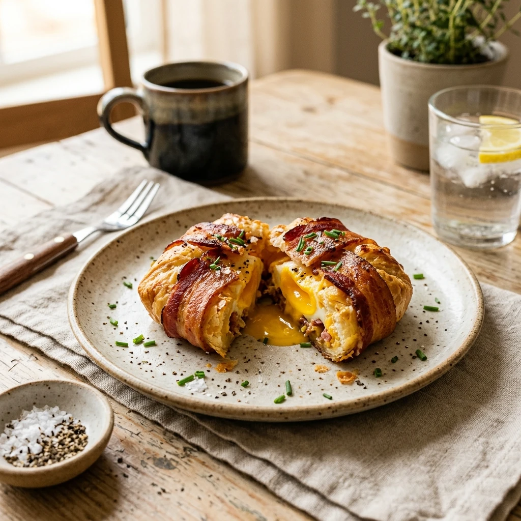 Air Fryer Bacon and Eggs Breakfast Bomb