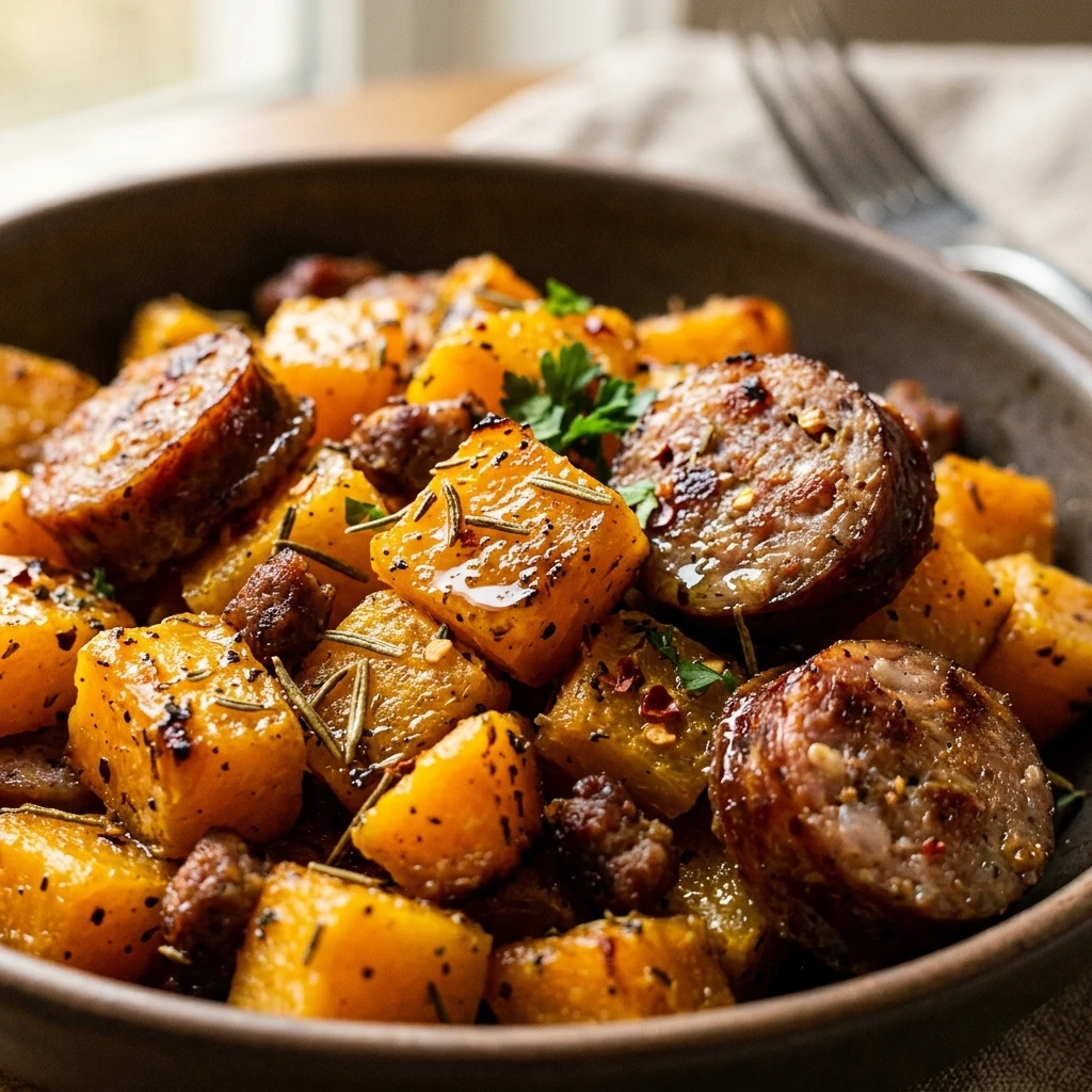 Air Fryer Butternut Squash and Sausage Dinner