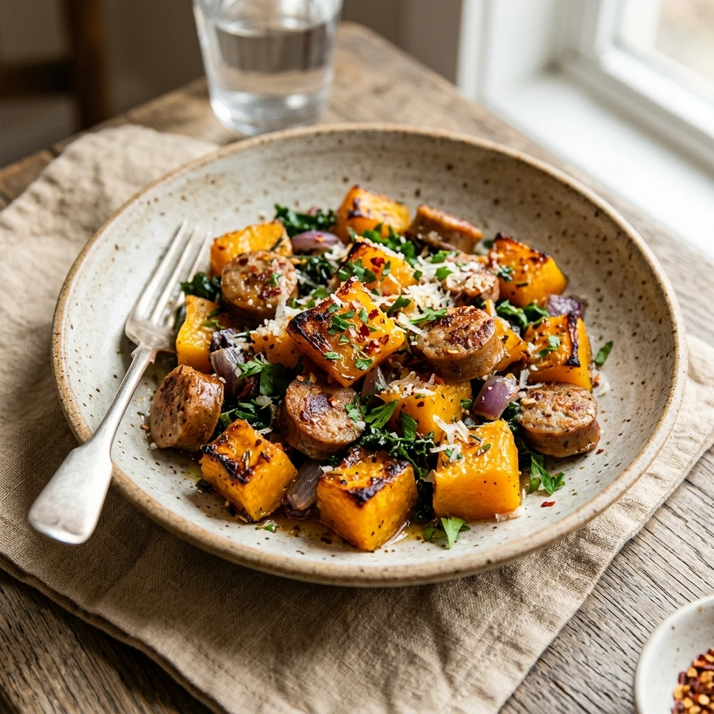 Air Fryer Butternut Squash and Sausage Dinner