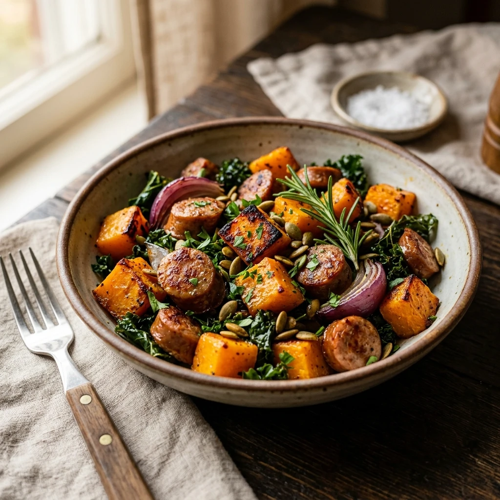 Air Fryer Butternut Squash and Sausage Dinner