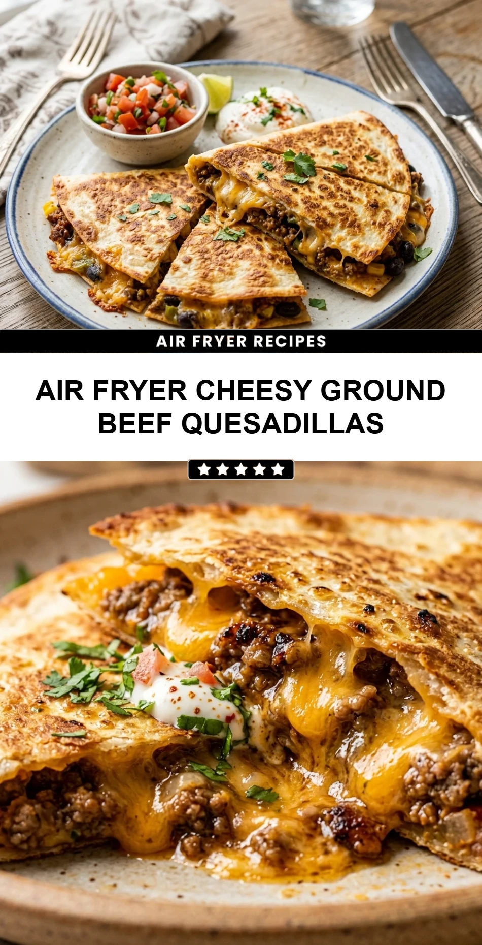 Air Fryer Cheesy Ground Beef Quesadillas