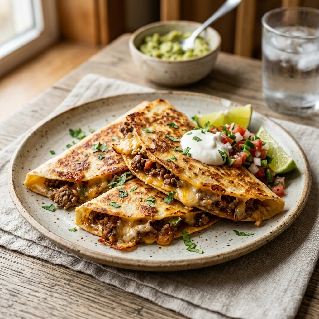 Air Fryer Cheesy Ground Beef Quesadillas