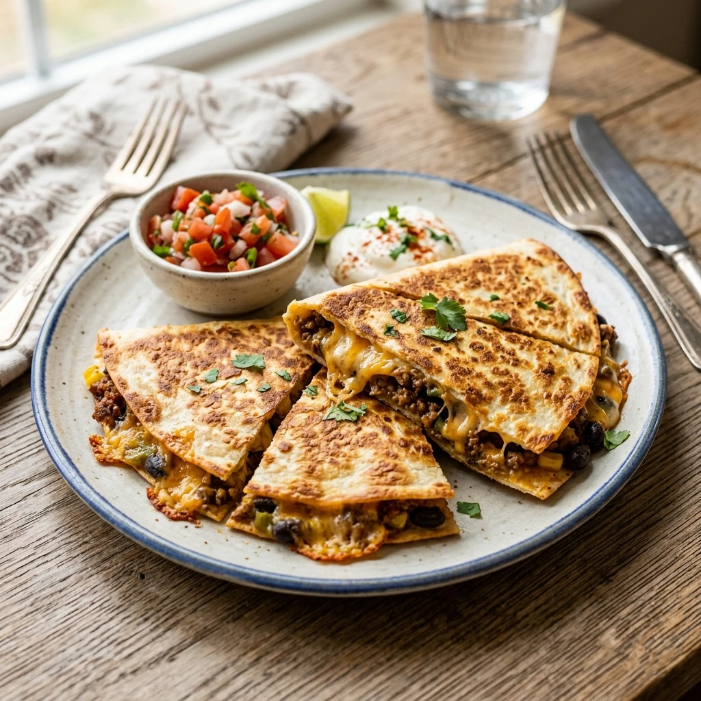 Air Fryer Cheesy Ground Beef Quesadillas