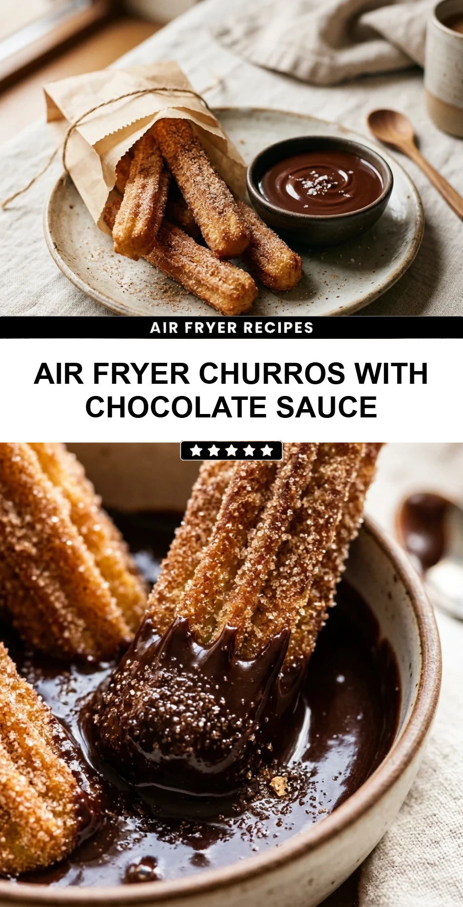 Air Fryer Churros with Chocolate Sauce
