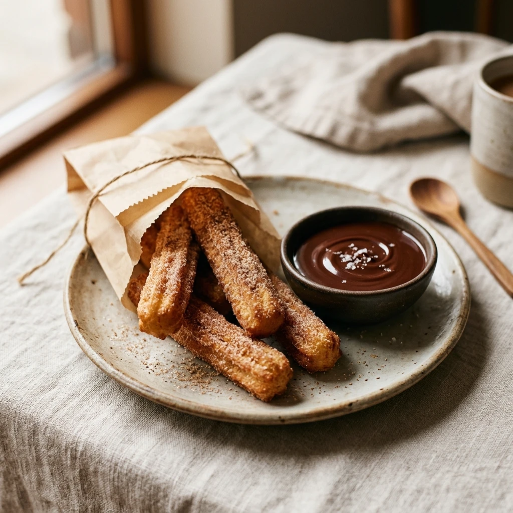 Air Fryer Churros with Chocolate Sauce