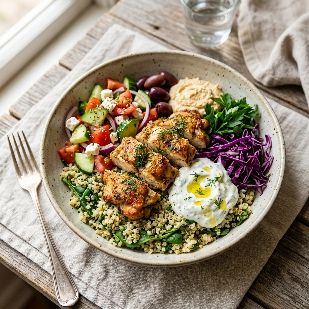 Air Fryer Greek Chicken Bowl Healthy