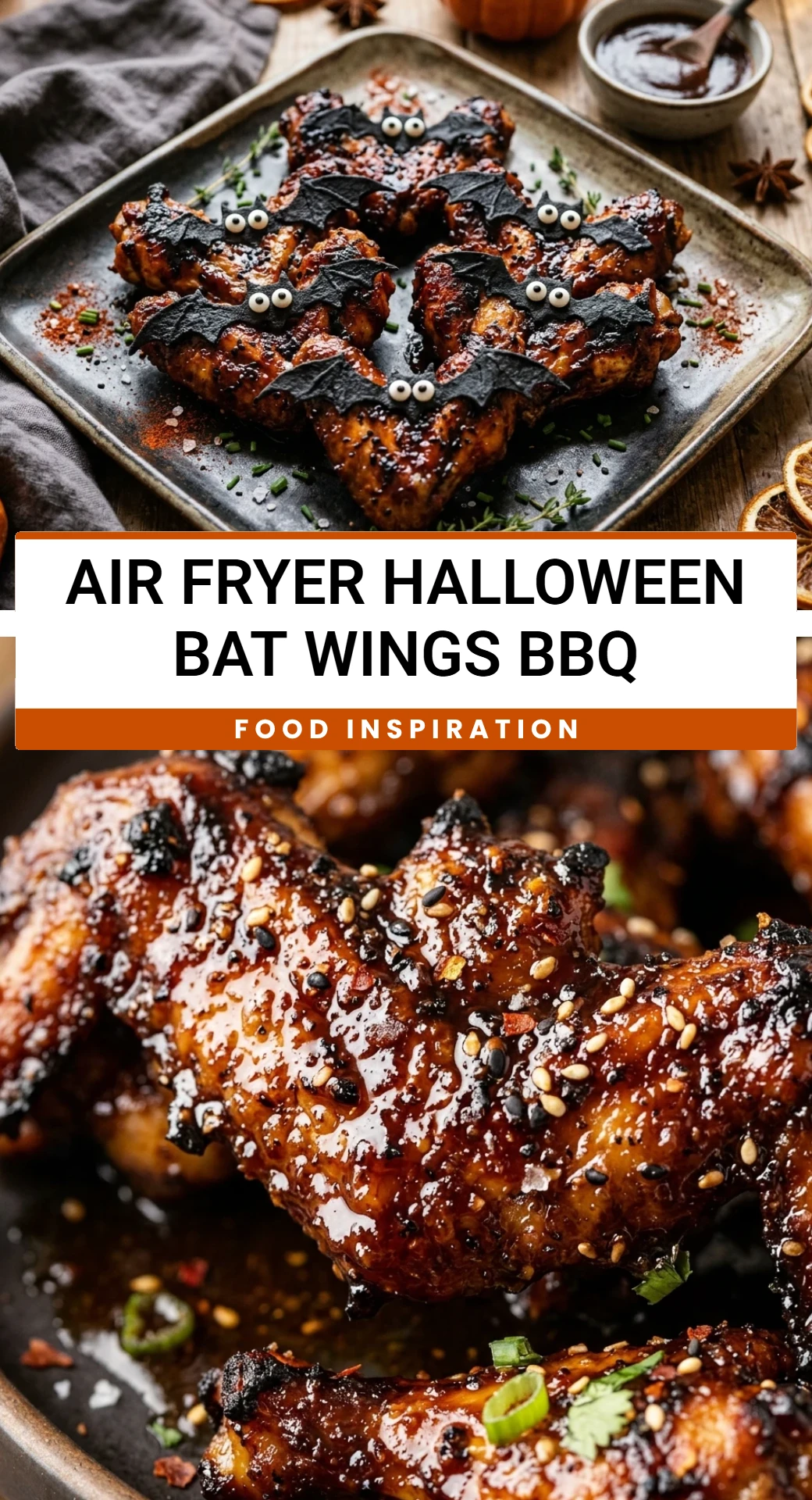 Air Fryer Halloween Bat Wings BBQ