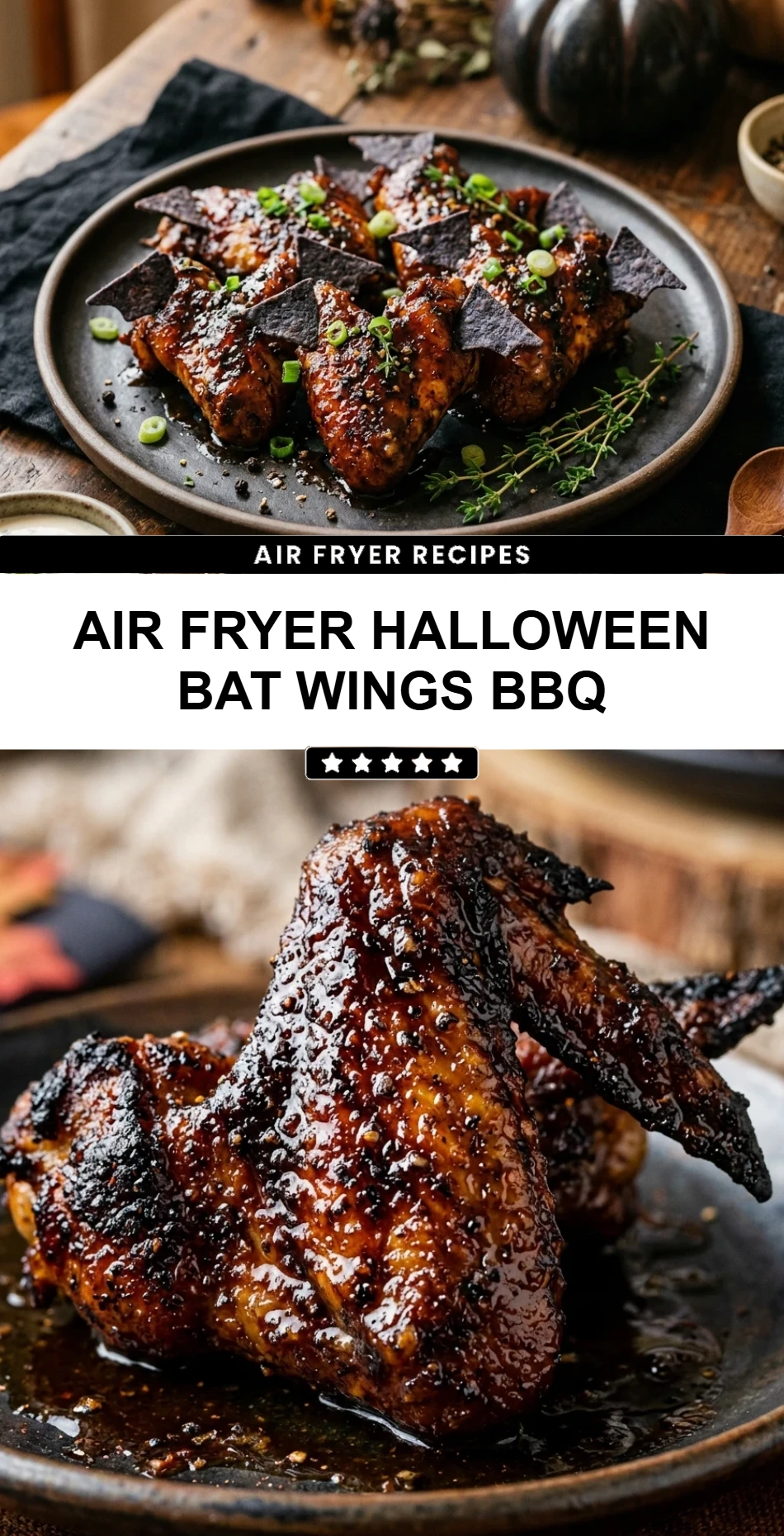 Air Fryer Halloween Bat Wings BBQ