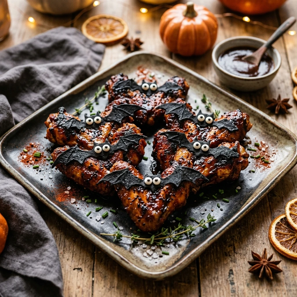 Air Fryer Halloween Bat Wings BBQ