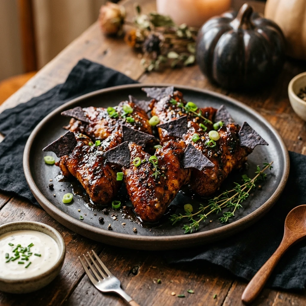Air Fryer Halloween Bat Wings BBQ