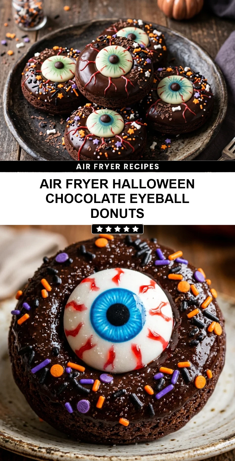 Air Fryer Halloween Chocolate Eyeball Donuts